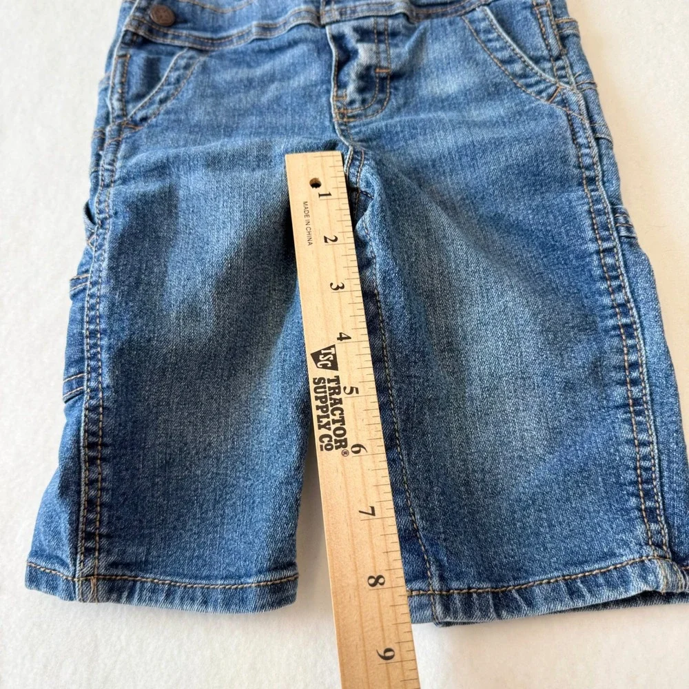 OshKosh B'gosh Baby 9M Blue Denim Carpenter Overalls Adjustable Straps Utility